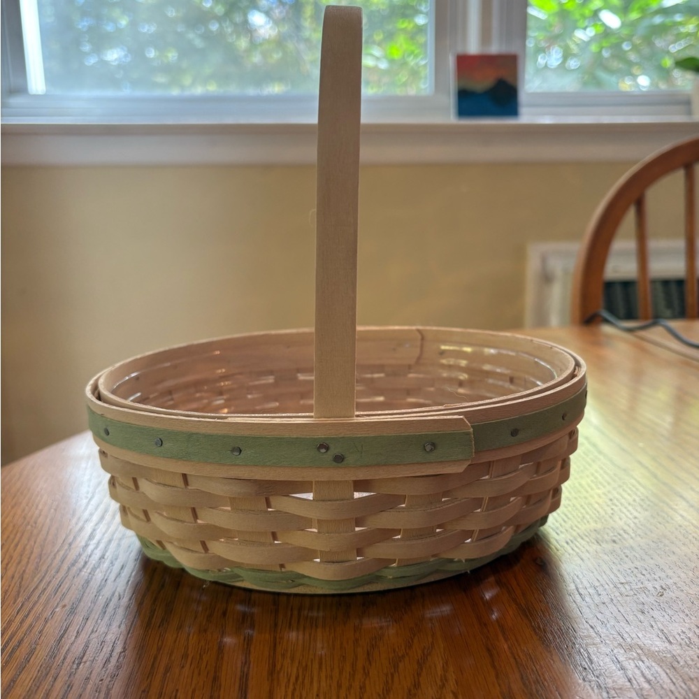 Longaberger Handwoven Basket with Green Accents